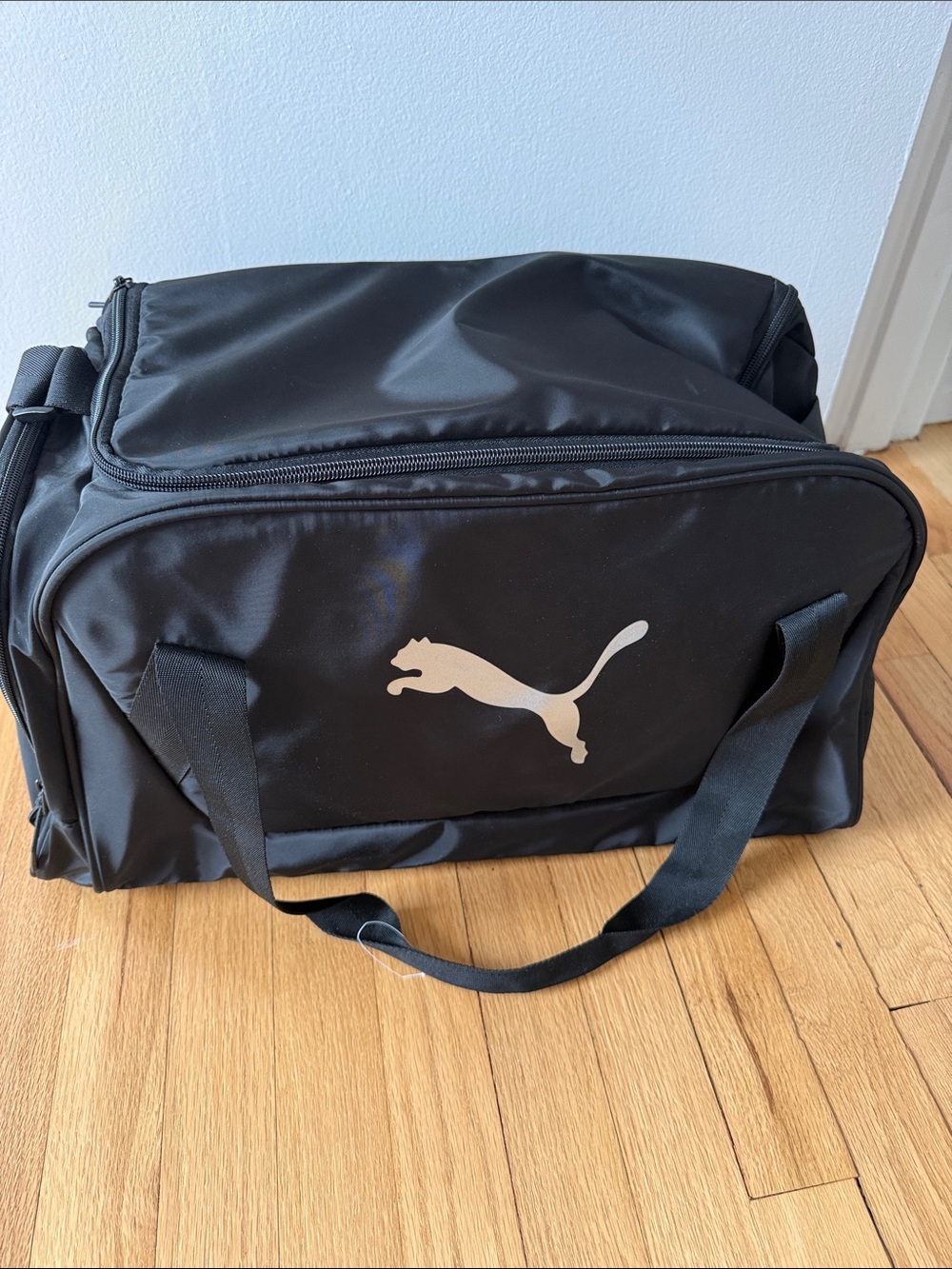 Puma Black Duffel Bag with Cream Puma Logo